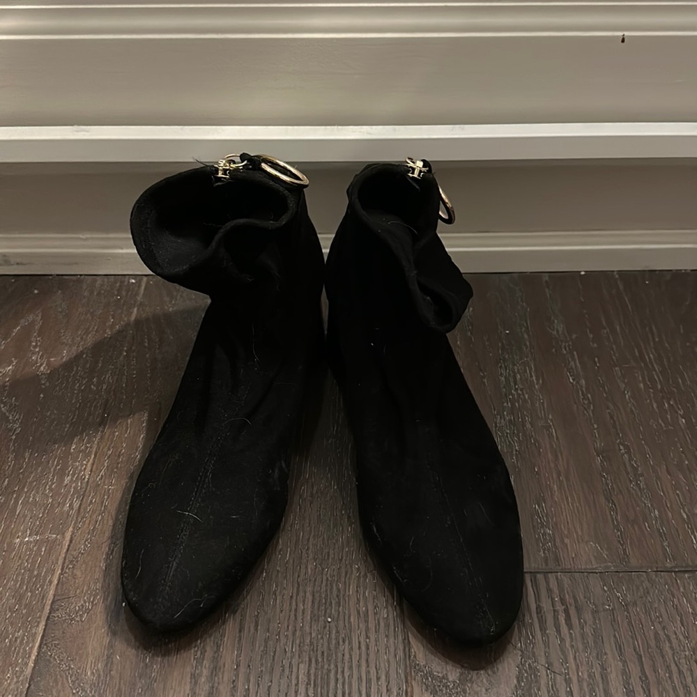 Zara Fall Style Chunky Heels Black Soft Sock Ankle Boot